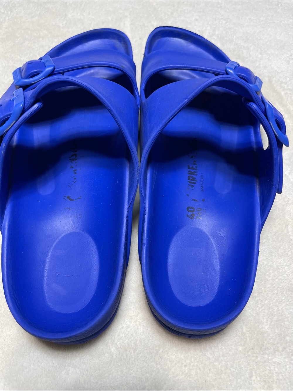 Birkenstock Unisex Royal Blue Two-Strap EVA Slide Sandals Size 9 Women’s 8 men’s - Picture 5 of 7
